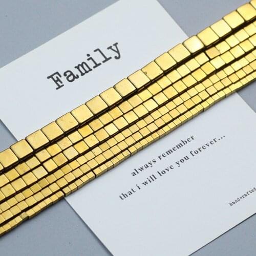 WLYeeS Square Plating Gold Hematite Natural Stone Beads cube Spacer Loose beads For DIY Jewelry Bracelet Making accessories 15