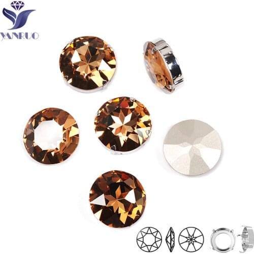 YANRUO 1201 Rivoli 27mm Light Colorado Topaz Glass Pointback Stones With Claws Fancy Crystals Stones For Garment Accessories