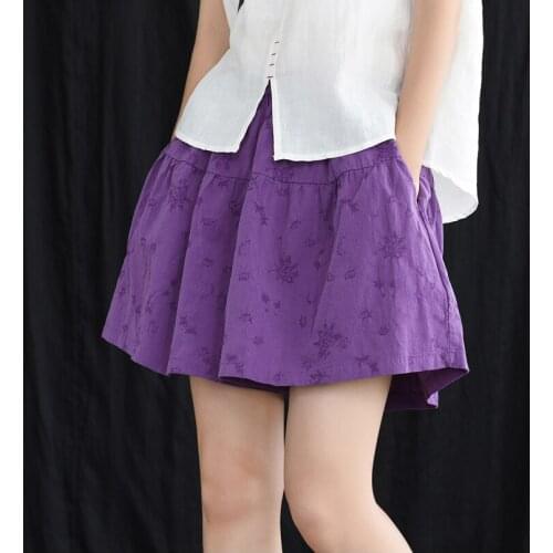 21Summer Shorts Skirts Women Sweet Style Jacquard Loose Solid Color Female Wild Wide Leg Pants