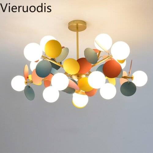 Flower Branch Led Iron Chandelier Home Light Decoracion for Childrens Room Living Room Lustre Ceiling Lamp Indoor Lighting 2020
