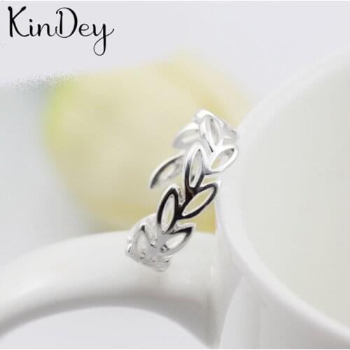 Kindey Bijoux Boho Silver Color Hollow Leaf Rings for Women Lady Rings Fashion Party Statement Jewelry