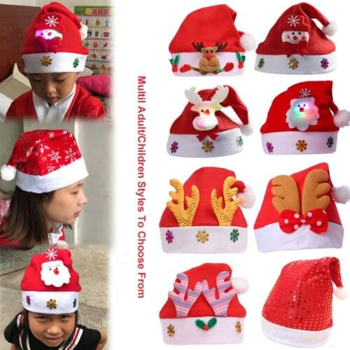 Women Men Christmas Decoration Adult Children Christmas Hat Boys Girls Cap For Christmas Party Props