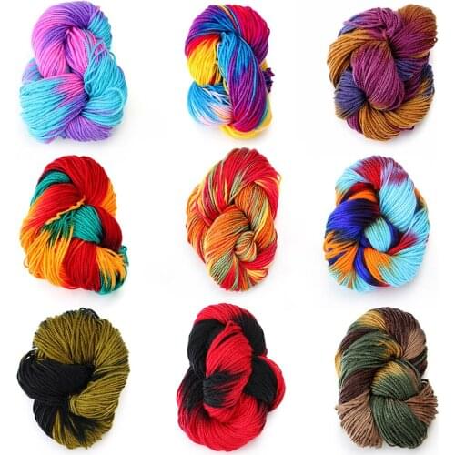 1PC Soft Multi-colored Polyester AcrylicYarn Fibre Knitted Carded Threads Thick Anti-Pilling Dyed Yarn Ball Crocheting Accessory