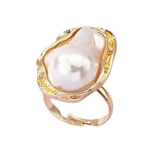 2021 Ins Gold White Faux Pearl Irregular Minimalism Knuckle Finger Rings Trendy Korean Fashion Women Party Jewelry
