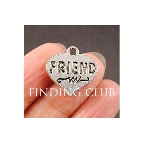 30pcs zinc alloy Silver Color Friend Heart Charms DIY Metal Bracelet Necklace Jewelry Findings A803