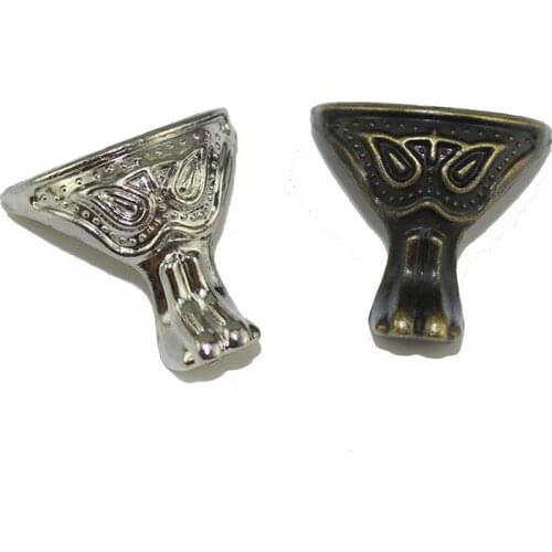 4pc Zinc alloy Antique bracket leg wooden gift Jewelry box Carved Metal Corner Protector metal support decorations accessories