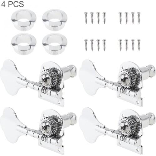 4pcs Silver Bass Tuning Pegs Tuner 4R Open Type Machine Head for Electric Bass Jazz