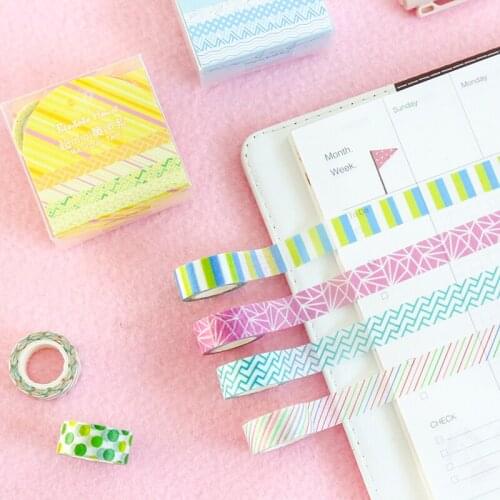 4pcs Super Mini Color Paper Washi Tape 10mm Lace Plaid Mosaic Pattern Funny Masking Tapes Stickers DIY Journal Decoration H6012