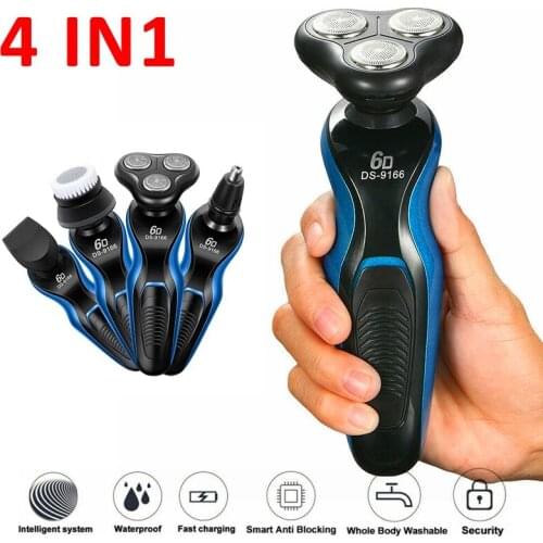 4 in 1 Safety Electric Razor For Man Beard Shaver Waterproof Cordless USB Rechargeable Eyebrow Nose Ear Hair Removal Trimmer