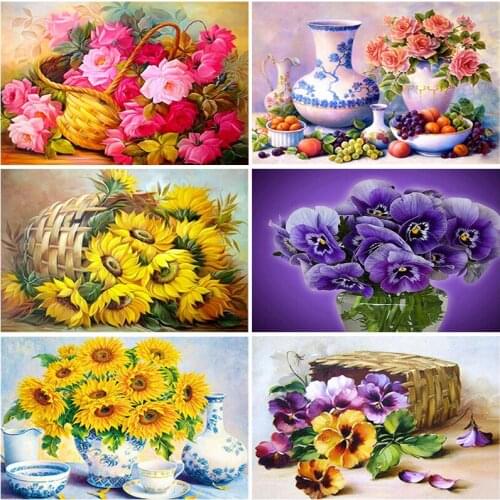 5D DIY Diamond Painting Flowers Full Square Round Drill Rhinestones Picture Diamond Mosaic Sale Embroidery Art Kits Home Decor