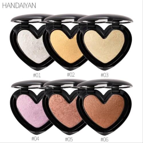 6 Color 3D Face Makeup Highlighter Bronzer Powder Face Brighten Eye Shadow Hand Baking Long Lasting Cosmetics Metallic T1296