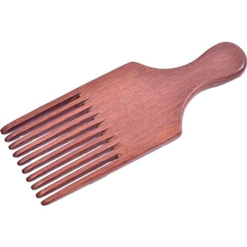 Wooden Hair Pick Comb, Mens Vintage Anti Static Wide Tooth Oil Head Comb, Hair Beard Pick Comb Hair Styling Hair Care Comb