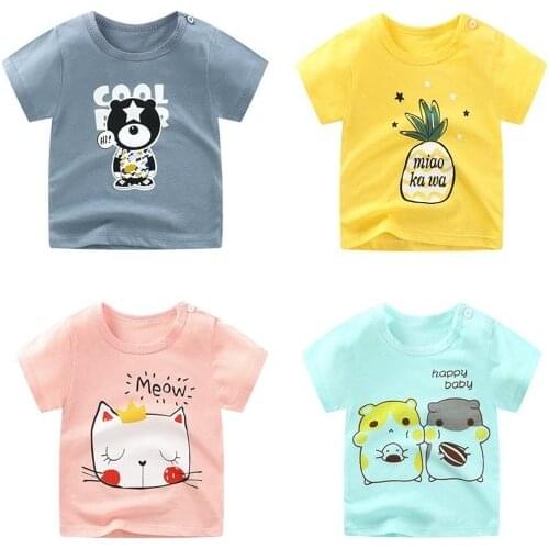Kids O-neck T-shirt Baby Boys Short Sleeve Tops Girls Summer One Piece Clothes 2021 Cartoon Cotton T Shirt