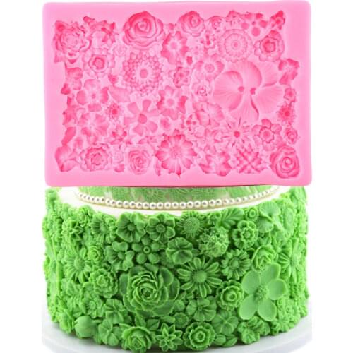 DIY Flower Lace Cake Border Silicone Molds Wedding Cupcake Topper Fondant Cake Decorating Tools Candy Chocolate Gumpaste Moulds