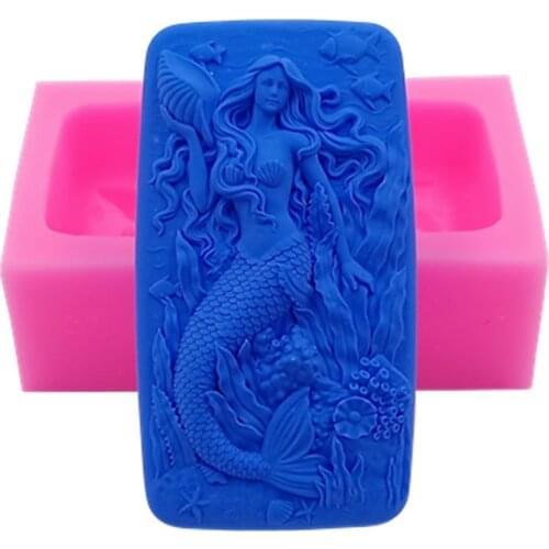 Mermaid Design Soap Mold Soft Silicone Mold for Bar Soap Making Chocolate Cake Resin Craft Aromatherapy Gypsum Molds