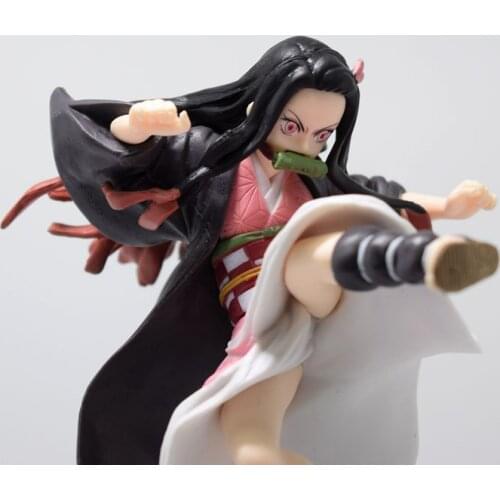Kawaii Demon Slayer Japan Anime Action Figure PVC Toys Fighting Kamado Nezuko Doll Room Decor Ornaments Collection Gift for Boys