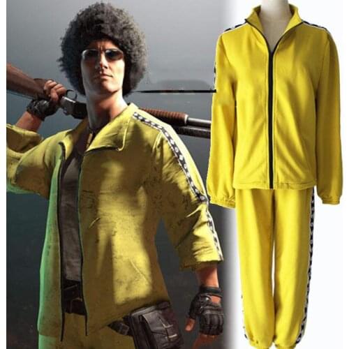 PUBG Yellow Cosplay Costume Bruce Lee Sports Suit For Kids Men War Game Performance Halloween Party