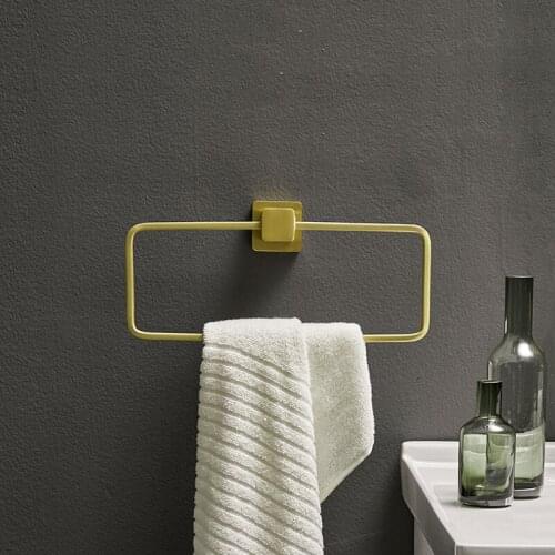 Brushed Gold Bathroom Towel Holder Wall Mounted Towel Holder Square Bath Towel Rack Bathroom Accessories