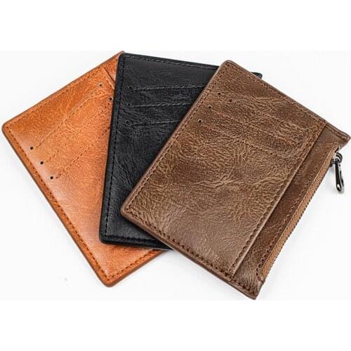 Multifunctional Zipper Coin Purse Card Holder Bank Card Holder PU Leather Wallet Coin Purse Card Cover Cards Wallet Black Brown