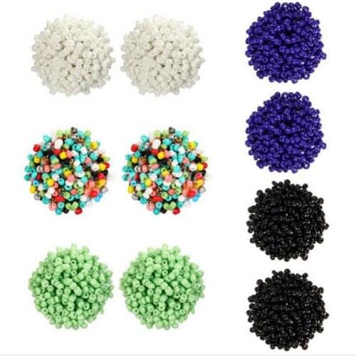 Stud Fashion Ear Handmade Gift Jewelry Women Beaded Earrings Ethnic Beads Seed