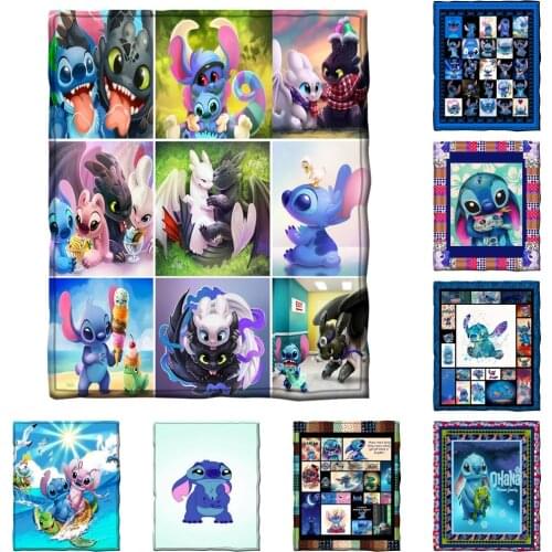 Cartoon Lilo & Stitch Sherpa Baby Sheet Disney Anime Soft Warm Blanket Throw Sofa Bed Car For Adult Children Kids Boys Girls