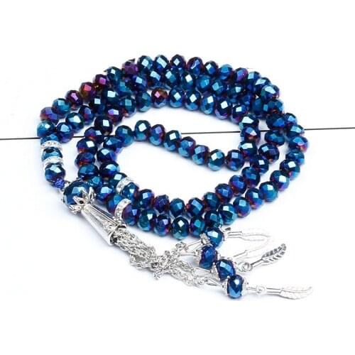 Muslim Rosary Islamic Prayer Beads Tasbih Tassel Pendant 99 Beads Allah Mohammed Rosary for Women Men Strand Bracelets 5*5 5*7mm