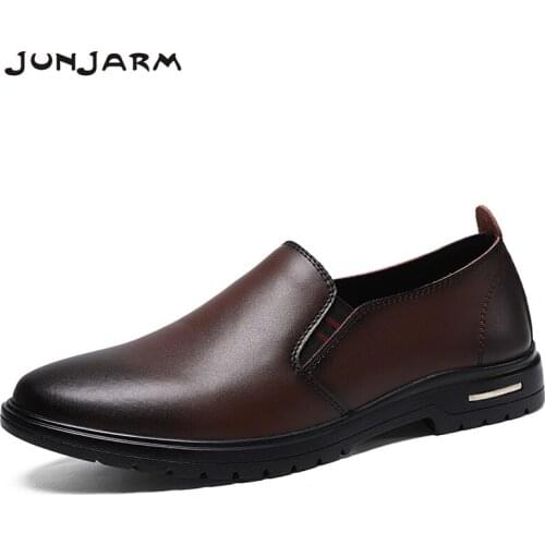 JUNJARM New Men Dress Shoes Formal Shoes Mens Handmade Business Shoes Men Wedding Shoes Slip On Big Size 38-48