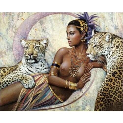 Indian black woman diy oil digital painting by numbers kits abstract acrylic paint by numbers for adults home Decoration Gift