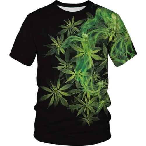 Natural weeds cool bright green weeds leaves fully printed 3D T-shirt cool unisex shirt T-shirt summer muscle pendant