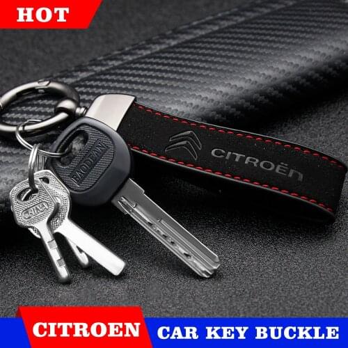 New Fashion Metal Car Leather Upturned Fur Keychain Shape Keychain Key Ring For Citroen C4 C3 C5 Berlingo Car Accessories