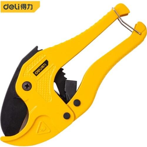 Deli 42mm PVC Pipe Cutter Plumbing Tube Cutter Ratchet Scissors PVC/PU/PP/PE Hose Cutting Stainless Steel Hand Tools