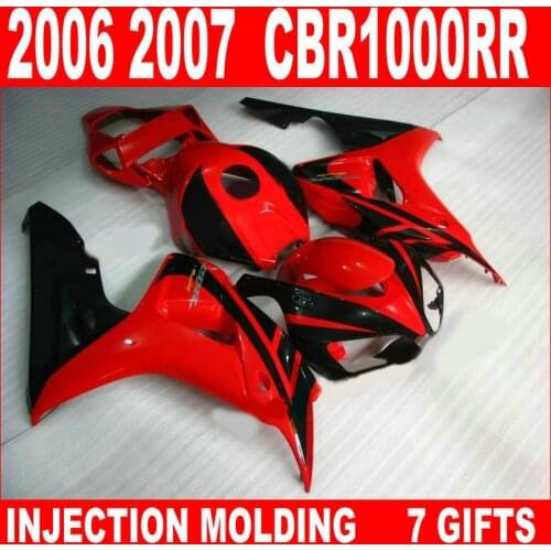 Low price red black motorcycle parts for HONDA cbr 1000rr 2006 2007 fairings CBR1000RR 06 07 fairing kits 7 gifts IHB93