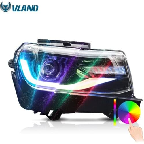 VLAND Factory Wholesales RGB LED Headlights Front Lamp 2014 2015 DRL 5th Gen Sequential Turn Head Lights For Chevrolet Camaro
