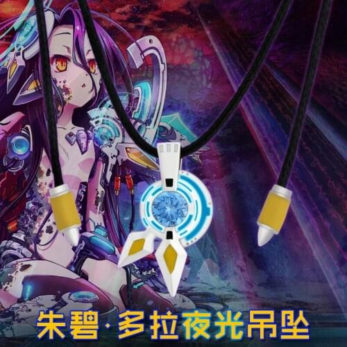 Anime NO GAME NO LIFE ZERO Stephanie Dola Jibril Shuvi Dora Necklace S925 Sterling Silver Pendant Jewelry Cosplay Gift Luminous