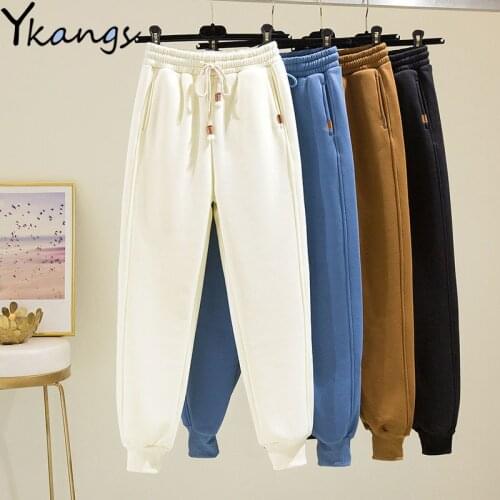 Plus Velvet Thickening Drawstring Sweatpants Plus Size Sport Women Pants Casual Loose Fashion Joggers Pantalon Harem Trousers