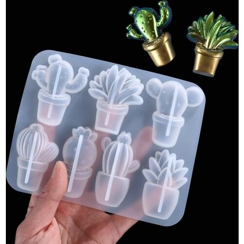 DIY Crystal Epoxy Mold 3D Cactus Keychain Silicone Mould Cute Handmade Craft Pendant Decoration Resin Mold Jewelry Making Tools