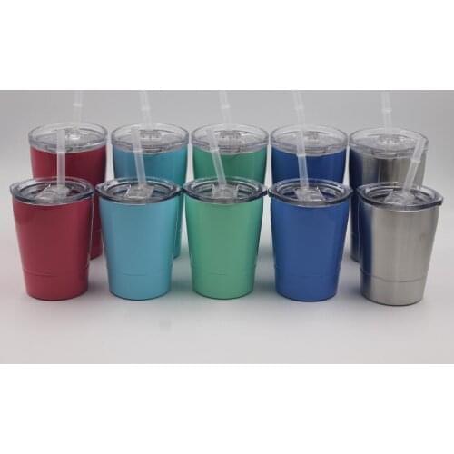 Quevinal 20pcs 12oz 8.5oz Mini tumbler wine glasses Stainless Steel Travel Vehicle Beer Mug non-Vacuum mugs kids mug with straw