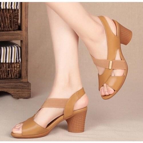 Spring Summer Sexy Fish Mouth Hollow Roman Sandals Thick With Word High Heels Female Genuine Platform Heels Shoes Female Sandals