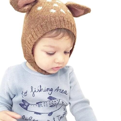 Baby Hats Cute Deer Ears Baby Girl Hat Knit Soft Baby Bonnet Warm Winter Hats Beanie Cap Baby Boys Girls Newborn Photography