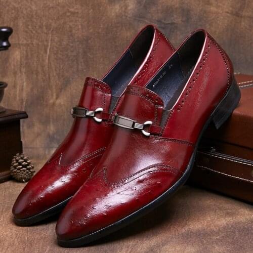 Black / Brown Tan Mens Loafer Dress Shoes Genuine Leather Pointed Toe Business Shoes Fashion Mens Formal Wedding Shoes