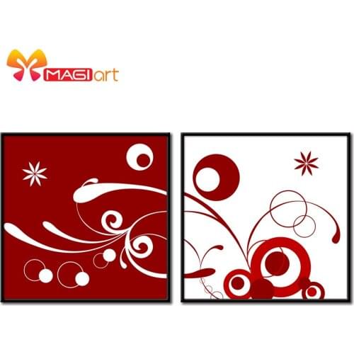 Cross stitch kits Embroidery needlework sets 11CT water soluble canvas patterns 14CT Abstract red and white pattern-NCMF033