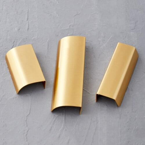 10PCS European Solid Brass Hidden Cabinet Door Handles and Knobs Cupboard Wardrobe Drawer Kitchen TV Cabinet Pulls No Drilling