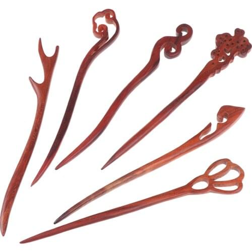 1PCS Vintage Wood Carved Hairpin Vintage Handmade Chopstick Hair Stick For Women Hair Accessories Retro Style Hair Styling Tools