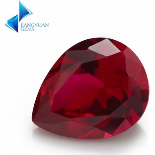 Factory Price Size 3x5~10x12mm Pear Cut 8# Color Stone Synthetic Red Rubi Corundum Gems stone For jewelry