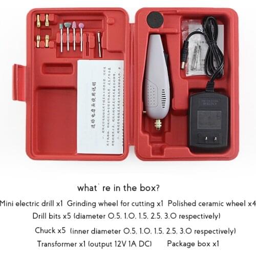 1 Set Mini Electric Drill Kit With 5 Chucks+ 5 Drill Bits + 1 Transformer+ Grinding Wheel Handheld Grinding Machine For Jade