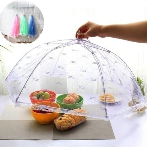 Home Using 1PC Portable Umbrella Style Food Cover Anti Mosquito Meal Cover Lace Table Food Cover Kitchen Gadgets Cooking Tools