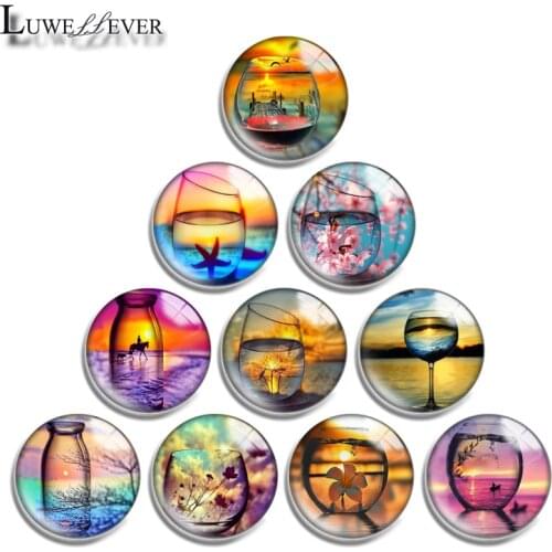 12mm 14mm 16mm 20mm 25mm 30mm 691 Glass Mix Round Glass Cabochon Jewelry Finding 18mm Snap Button Charm Bracelet