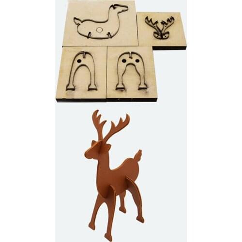 4pcs/set Japan Steel Blade Wooden Die Deer Elk Animal Leathercraft Decor Knife Mold DIY Leather Template Hand Punch Tool
