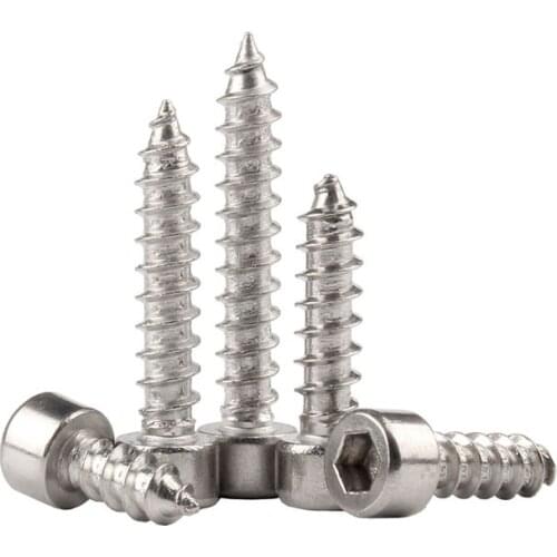 50Pcs M2M2.6M3M3.5 304 Stainless Steel Cylindrical Head Hexagonal Self-tapping Cup Head Acoustic Tip Tail Screw