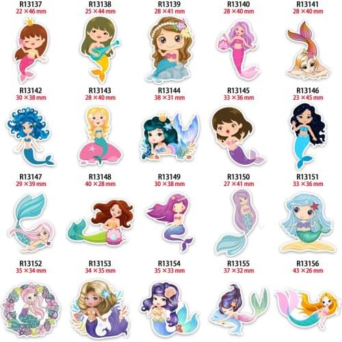 Acrylic Printed Mermaid Flat Back Planar Resins for DIY Kids Decoration Crafts Accessories Customized 30pcs